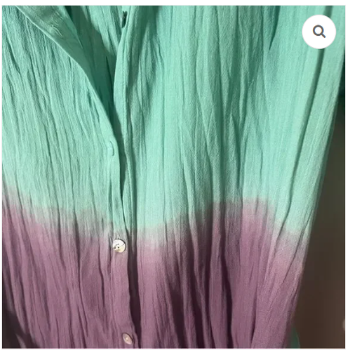 BECCA Plisse Shirt Dress Medium Ombre Crinkled Collared Beach Cover Up NWT Sz S - Picture 7 of 9