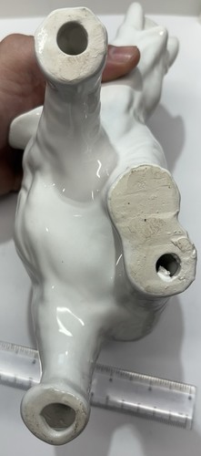 Vintage White Glazed Ceramic Elephant Figurine Trunk Up 9” Long Good Luck - Picture 5 of 5