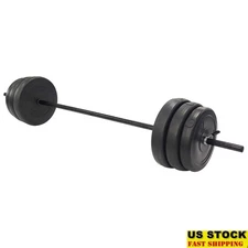100 lbs Vinyl Weight Set W/ Barbell & Plates Home Gym Fitness Training New