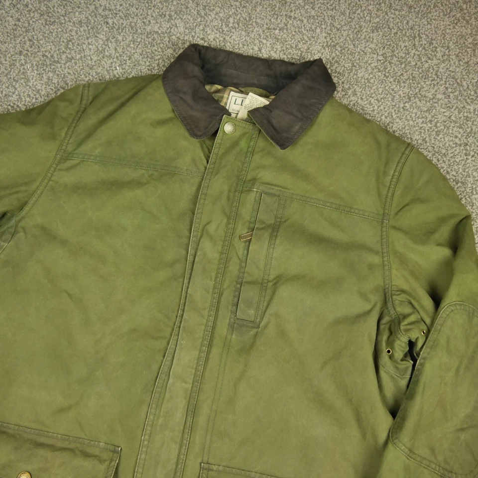 Vintage LL Bean Lined Work Jacket Wax Chore Coat Canvas Size Large green mens - Image 2 of 4