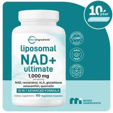 Micro Ingredients Liposomal NAD+ Ultimate 1,000mg, 60 Veggie Capsules