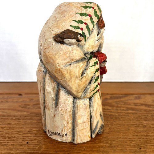 Silvestri Santa Carved Wood Resin Collectible Signed A Costanza Painted Vtg Folk - Picture 6 of 12