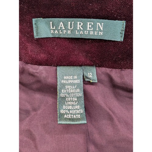 Lauren Ralph Lauren giacca velluto donna 12 prugne blazer militare velluto reggenza - Foto 6 di 9