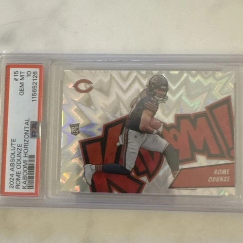 Rome Odunze 2024 Panini Absolute KABOOM! #15 Bears RC Rookie SSP Case Hit PSA 10
