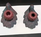 Van Briggle Pottery Candle Holder Acorn Leaf Matte Purple Set Of 2
