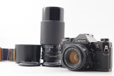2x Lens [Exc+5] Canon AE-1 35mm Film Camera Black FD 50mm F1.8 + 70-210mm  JAPAN