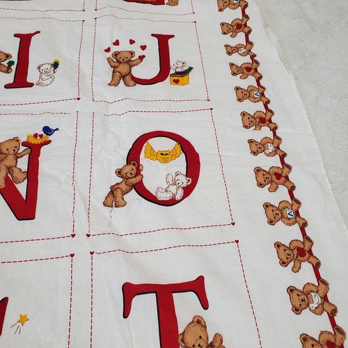 Vintage Cranston Red Very Important Bears Alphabet ABC Quilting Panel Fabric - Picture 3 of 8
