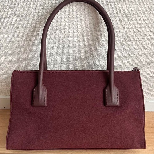 MIU MIU Logo Tote Hand Shoulder Bag Double Handle Nylon Leather Bordeaux Used - Picture 2 of 10