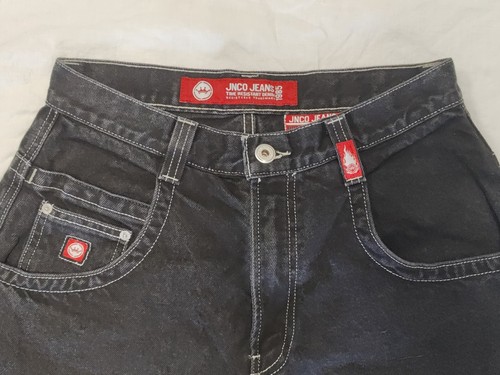 Vintage Jnco Jeans Side Skull Tribals 32x30 schwarz Baggy EUC!! Skater - Bild 2 von 19