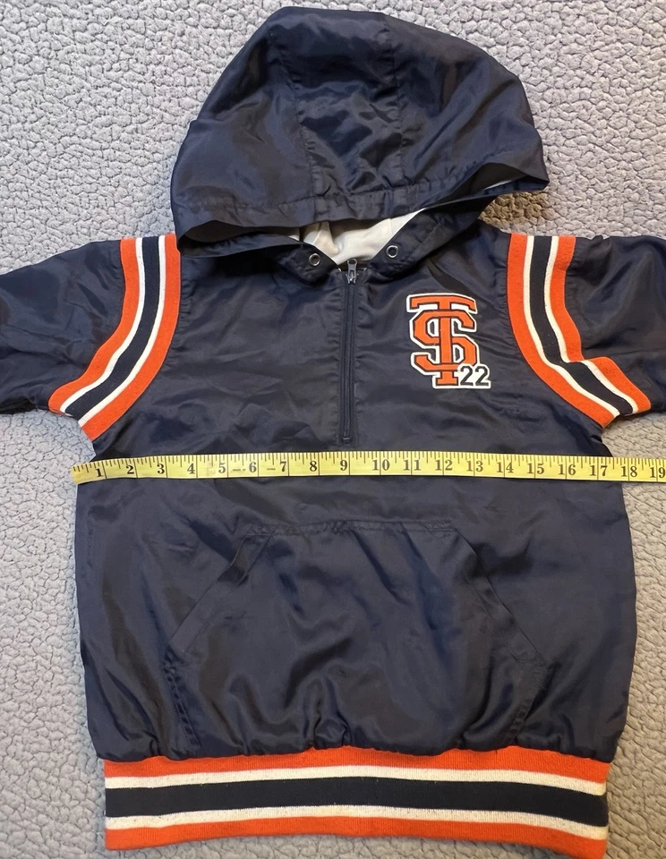 Sudadera con Capucha Pullover The Children’s Place Niños Pequeños Talla Pequeña 5/6 Azul y Naranja Foto 4 de 4