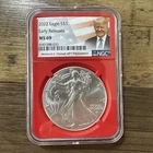 2022 $1 American Silver Eagle NGC MS69 Early Releases, Red Core, Trump Label