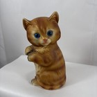 Vtg Sitting Orange Longhair Tabby Cat Figurine Kitty Rsm Japan 7" Used
