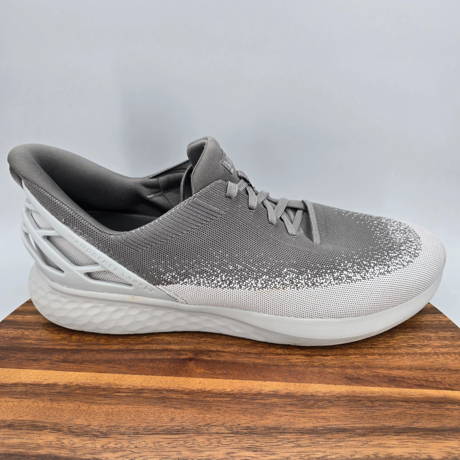 Kizik Athens Shoes Mens 15 M Gray Knit Hands Free Lace Up Athletic Sneakers