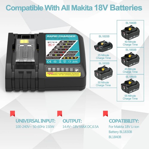 2 Packs 5.0Ah 18V Battery and Charger Replacement for Makita 18V Battery Li-i... - Picture 4 of 9
