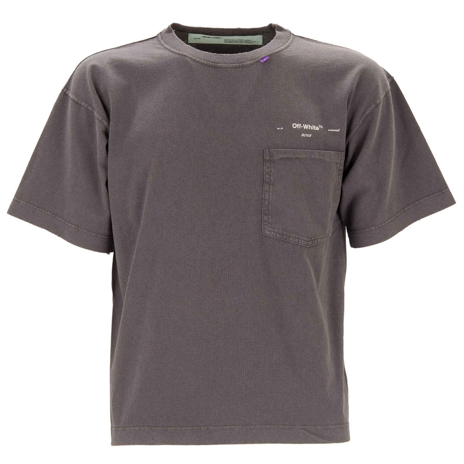 OFF-WHITE Virgil Abloh Vintage Oversize Cotton T-Shirt with Logo and Pocket Gray