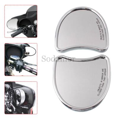 For Harley Touring 1996-13 Batwing Inner Fairing Mount Side Rear Mirrors Chrome