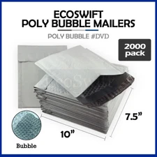 2000 #0 7.5 x 10 EcoSwift Poly Bubble Mailers Padded Envelope Shipping Bags DVD