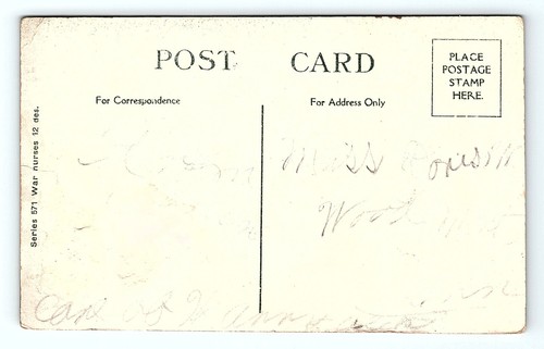 C.1915 Primera Guerra Mundial Enfermeras Postal Médico Primera Guerra Mundial Soldado Herido Cruz Roja Corazón Pierna - Imagen 3 de 3