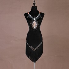 Latin Dance Dress Salsa Tango Cha cha Ballroom Rhinestone Competition Dress F448