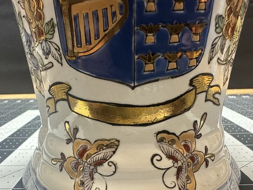 Jarrón antiguo escudo de armas de porcelana marcado Da Qing Qianlong Nian Zhi dorado - Imagen 3 de 23