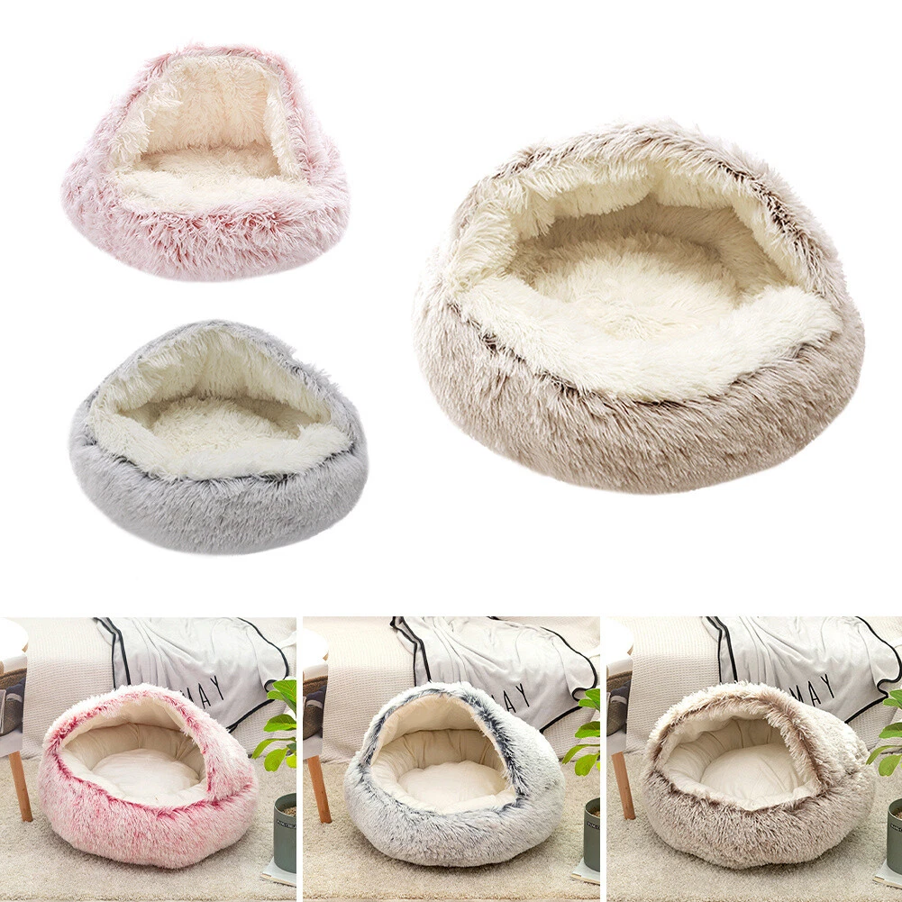 Round plush 2025 cat bed