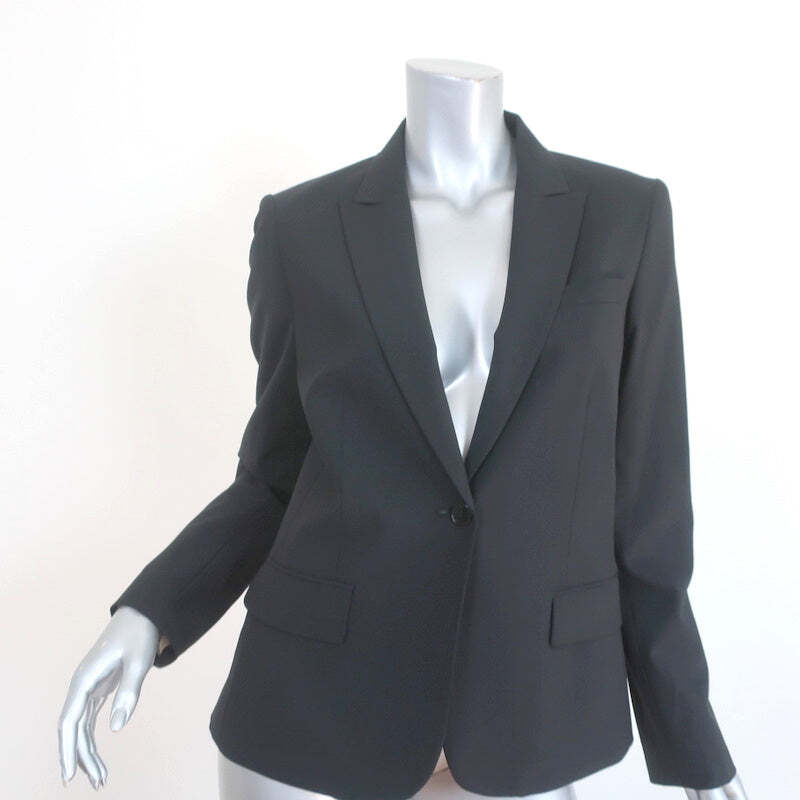 Theory Gabe Blazer Black Stretch Wool Size 12 One Button Jacket 