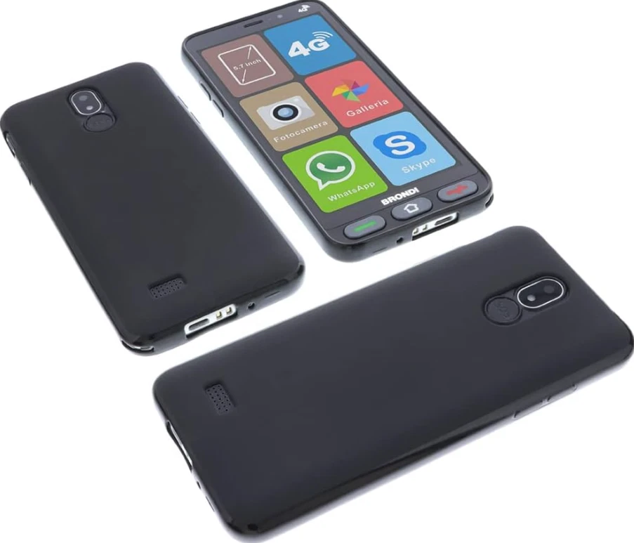 BRONDI AMICO VERO 4G+FLIP COVER SMARTPHONE PER ANZIANI TASTO SOS NERO - Immagine 3 di 3