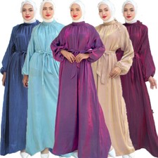 Maxi abito donna musulmano Abaya Kaftan Ramadan lucido modesto Dubai Turchia caftano