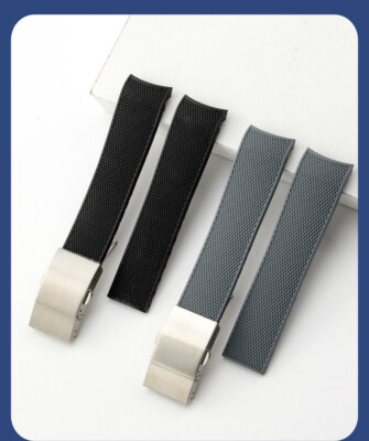 Waterproof Curved Silicone Rubber Watch Band Strap 21mm for Longines Conquest