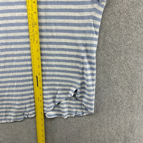 C&C California T Shirt Womens Size Large Blue Striped Short Sleeve 100% Linen - Picture 9 of 11