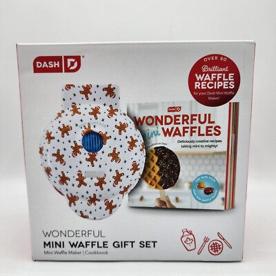 Dash Wonderful Mini Waffle Set & Recipe Book Themed Gingerbread Man New.