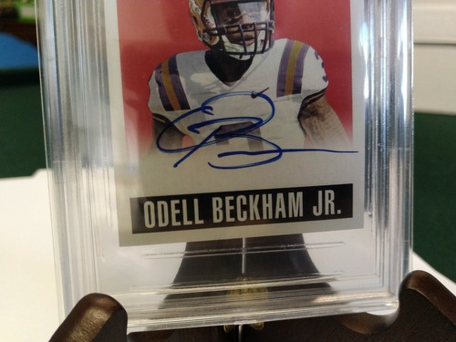 2014 Odell Beckham Jr Leaf Original '48 Auto Red #AOBJ RC #4/5 BGS POP 1 ON CARD - Picture 2 of 3