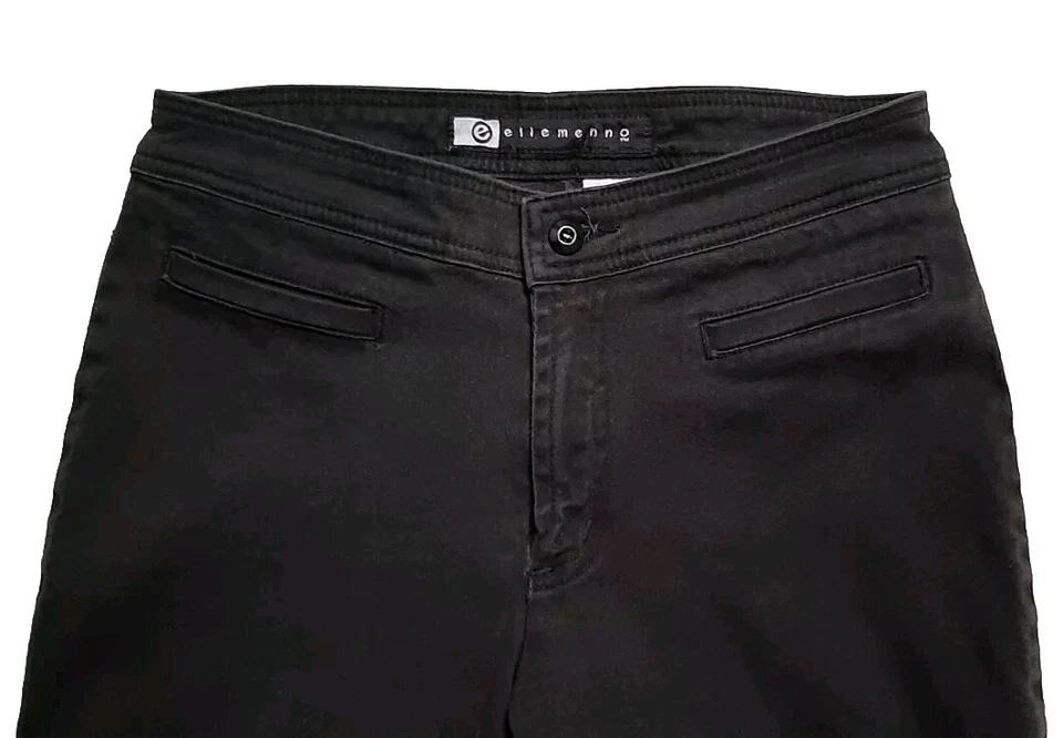 Pantalones de mezclilla ajustados negros de colección Ellemenno talla 3 tiro medio cintura 25" Foto 3 de 4