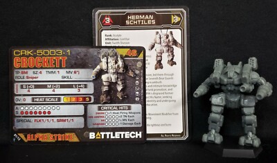 Battletech Crockett Mech + Pilot Cards Alpha Strike Comstar Battle II Catalyst