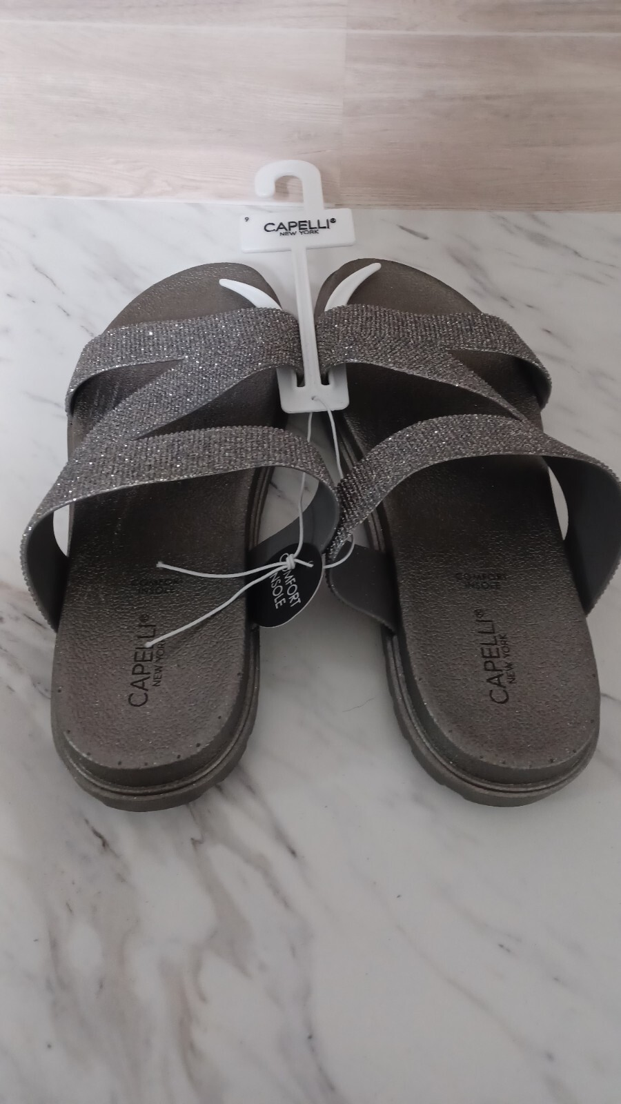 Capelli New York Women's Sandal Slip On Rhinestone Comfort Insole Size 8