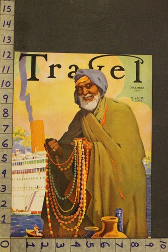 1934 ALGERIA MARKET VENDOR CRUISE SHIP MEDITTERANEAN TRAVEL MAG COVER ART VZ72