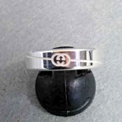 Gucci Diagonal Interlocking G Band Ring 925 Sterling Silver