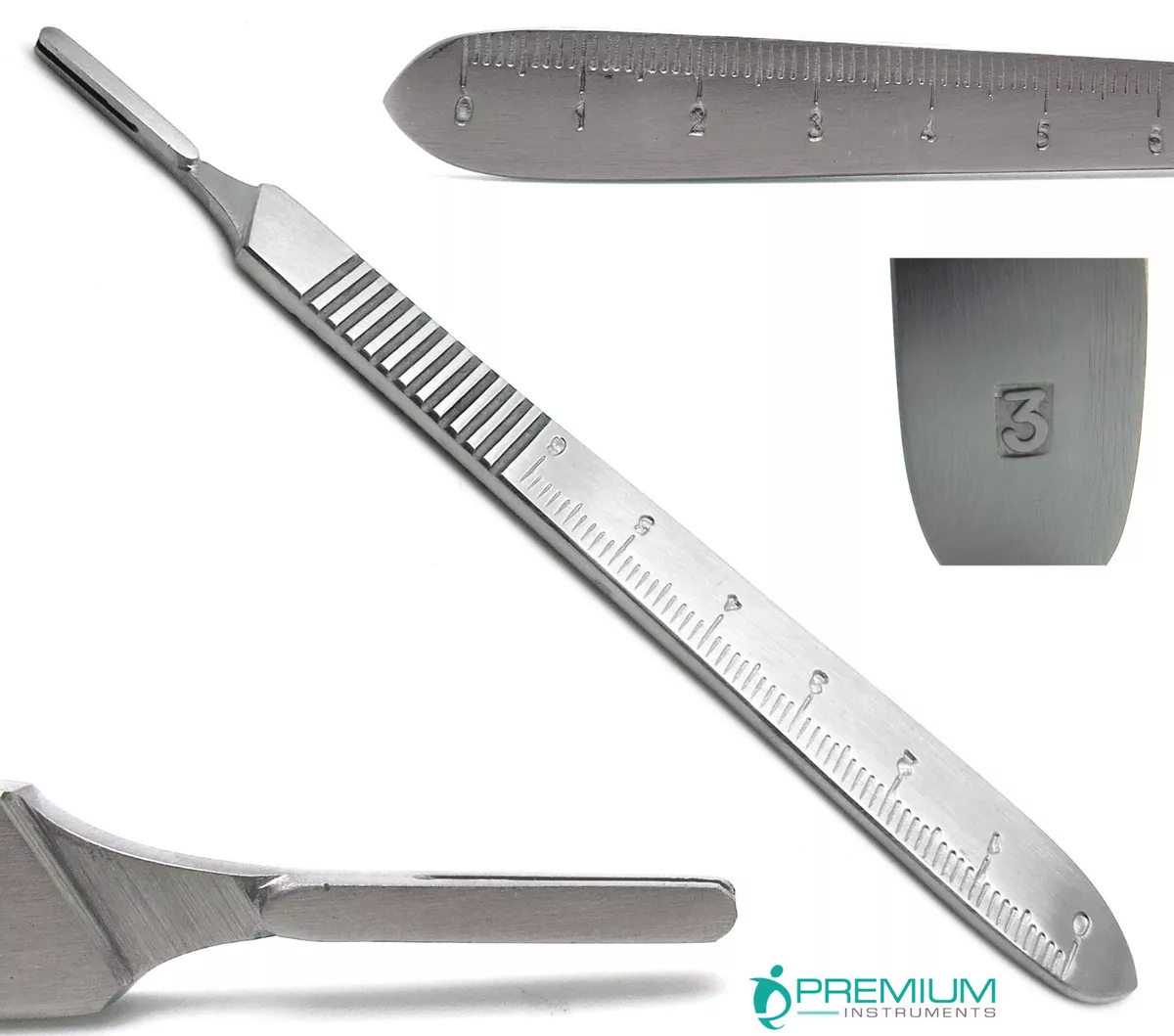 Surgical Scalpel Handle No. 3 Ruler 0 6cm Side Dental Stainless