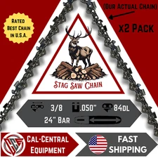 2 Pack 24" STAG Chainsaw Chain 3/8" FULL CHISEL .050 Gauge 84 DL 72LGX084G