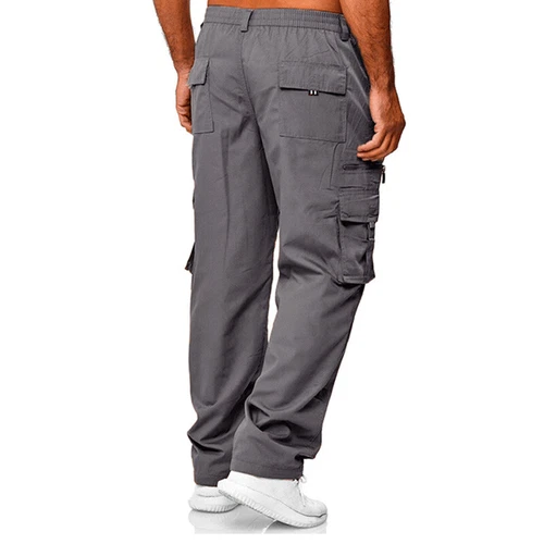Mens Cargo Pants Lightweight Casual Summer Pants Pocket Elastic Waist Belt - Picture 12 of 19