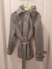 Nwot! Ci Sono Women's Plus Sz-2x Grey Double Breasted Belted Pea Coat Sherpa