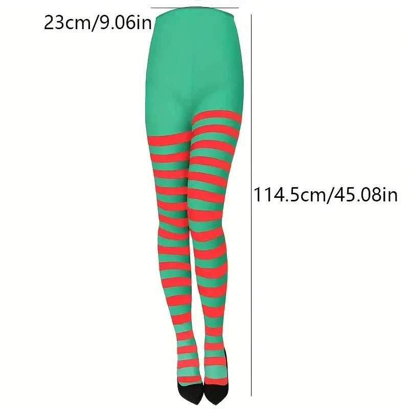 1 Par de Medias de Fiesta de Navidad Otoño e Invierno Rayas Coloridas Foto 3 de 4