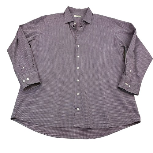 ETRO Camicia Uomo Taglia 46 XXL Texturizzata, Viola Marrone Rosa Cotone Freccette Italia