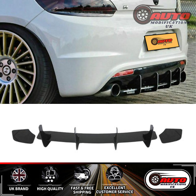 Volkswagen Scirocco Rear Bumper Blade Diffuser Gloss Black 2008-2017