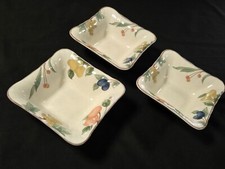 3 Mikasa Country Classics DC014 Fruit Panorama 5 1/2" Square Vegetable Bowls