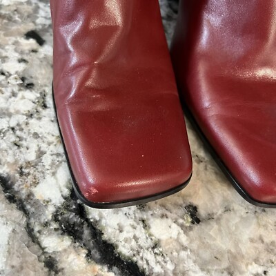 Vintage Red Leather Women's Boots SZ 9 Nine West Zip Square