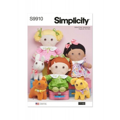 Simplicity Schnittmuster S9910 Plüsch Puppen und Haustiere von Elaine Heigl Designs