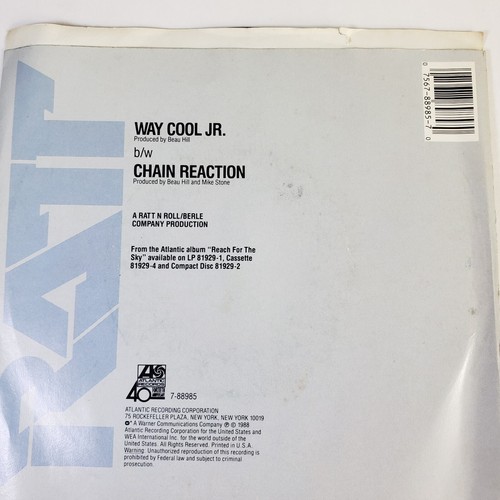 Ratt "Way Cool Jr." 45 Vg+ Tested Picture Sleeve Worn Jukebox - Picture 7 of 7