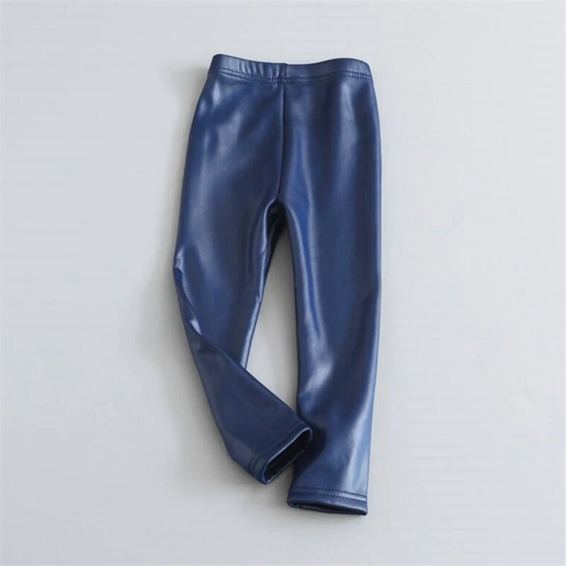 Pantalones Lápiz Cuero PU Leggings Gruesos Leggings Bebé Niñas Leggings Pantalones Cálidos Foto 4 de 4