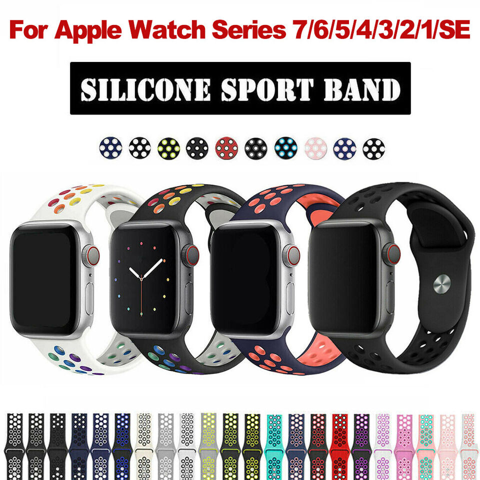 Silicone Band Strap for Apple Watch iWatch Series 7/6/5/4/3/2/1 45/44/41/38mm SE